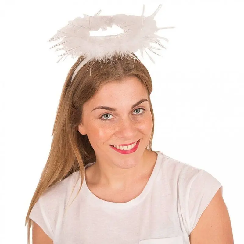Auréole d'ange en plumes blanches
