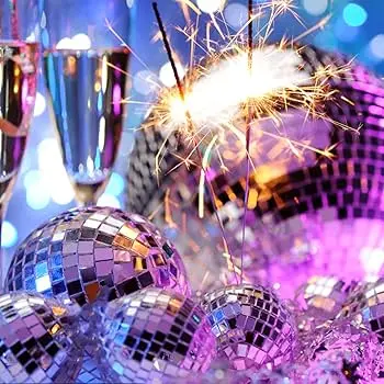 Bâche de fond boule disco + champagne