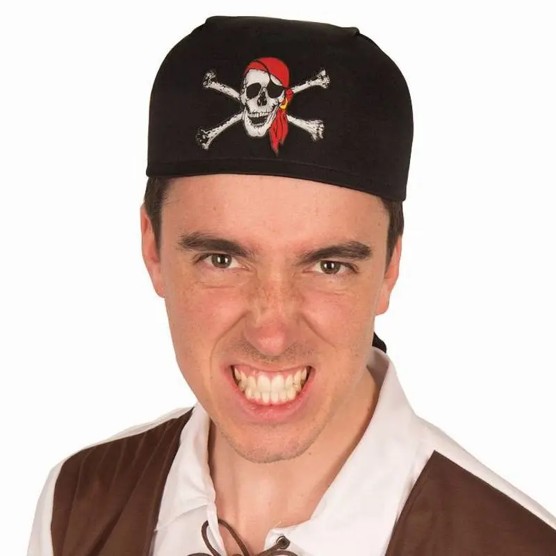 Bandana pirate noir tête de mort au foulard