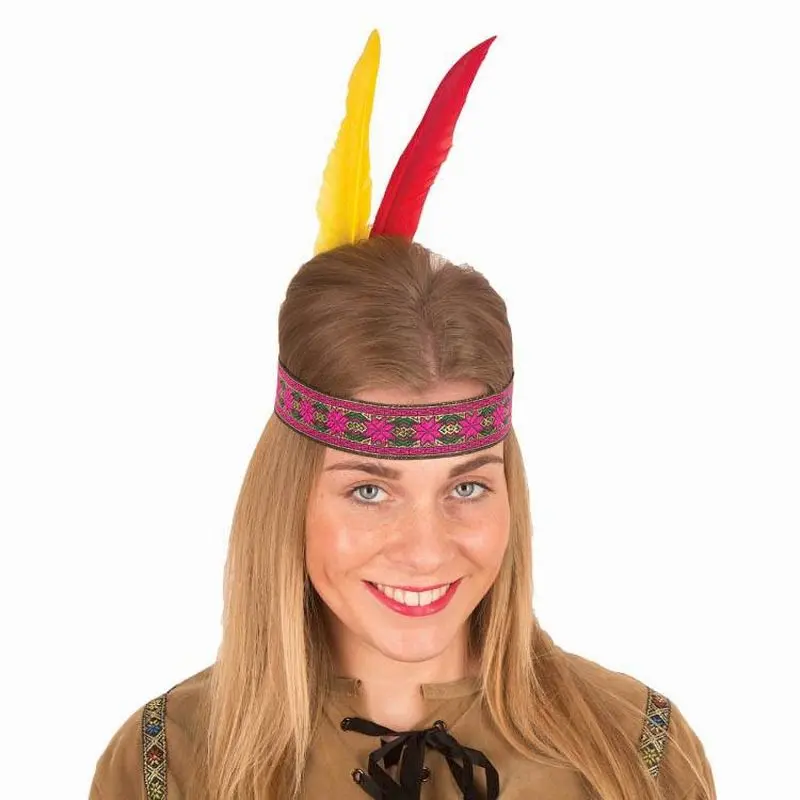 Bandeau à ruban tissé et deux plumes