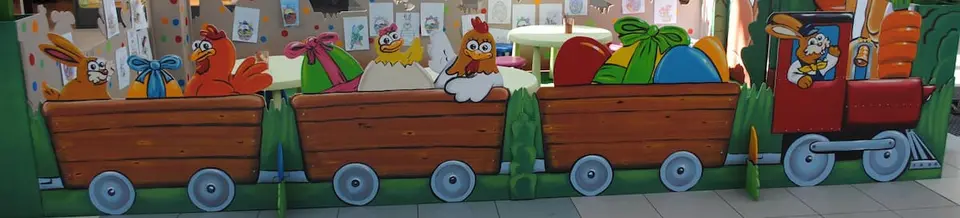 Barrière peinte wagon-lapin