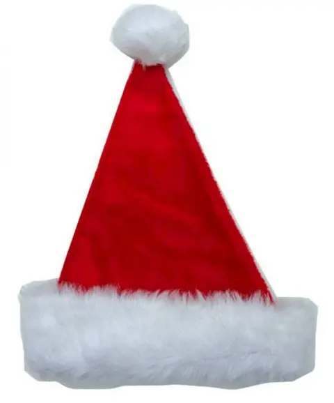 Bonnet de Noël rouge à revers blanc duveteux