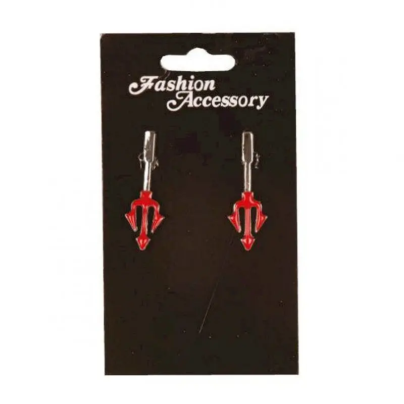 Boucles d'oreilles trident de diable rouges