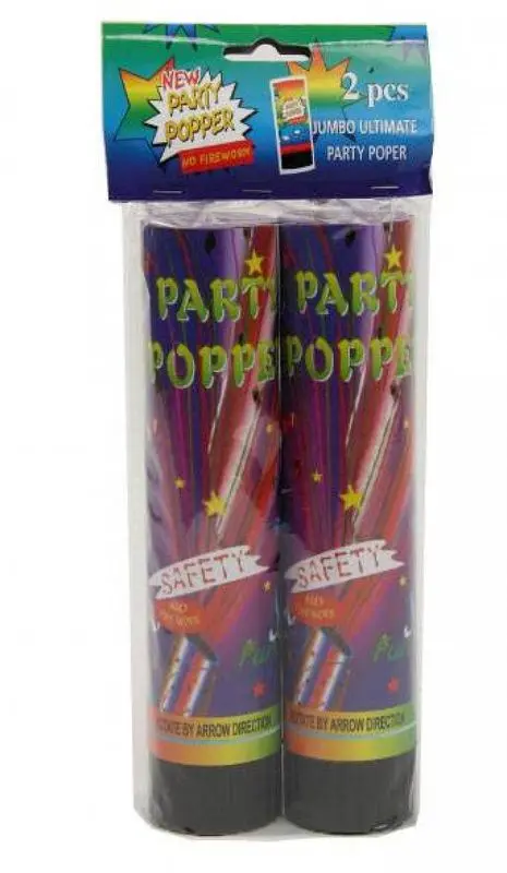 Canons de fête à serpentins métallisés 20,5 cm en lot de 2