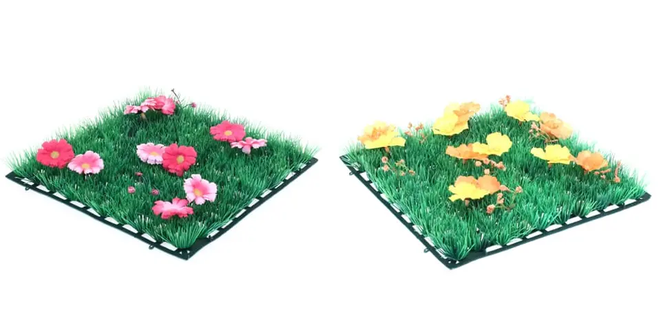 Carré d'herbe avec fleurs