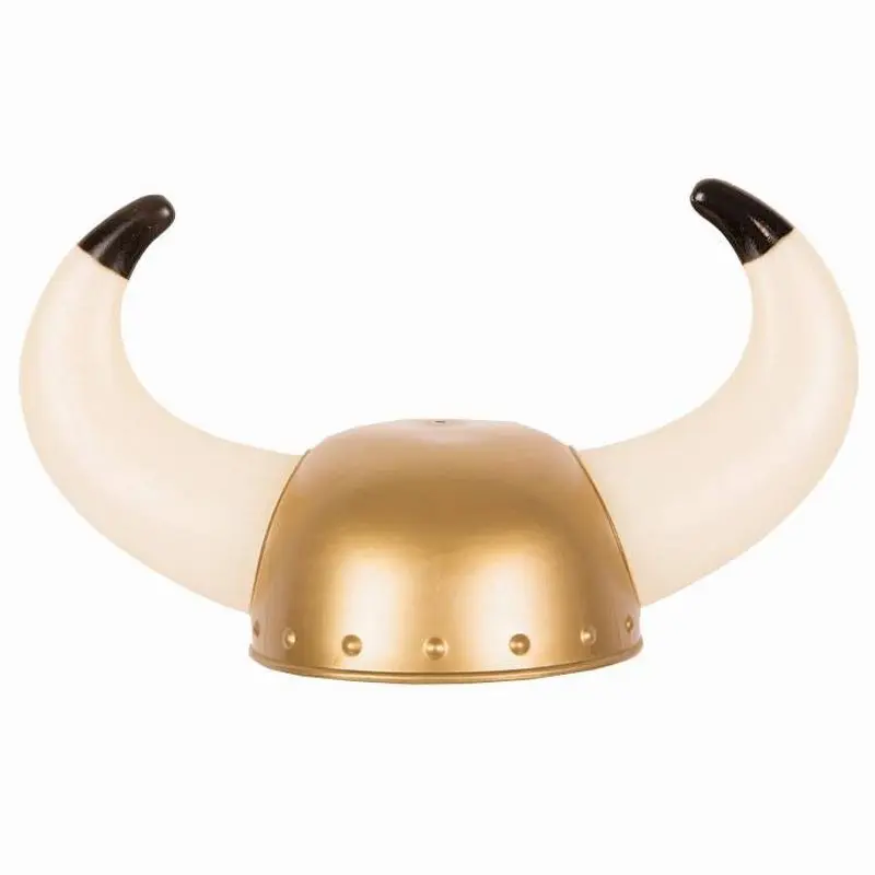Casque viking doré à longues cornes