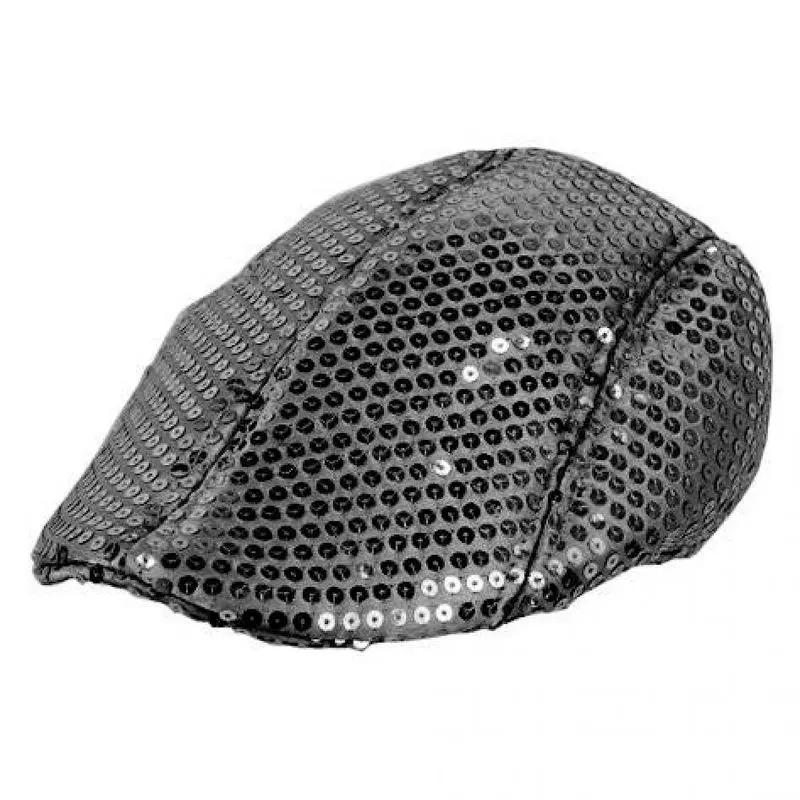 Casquette plate noire à sequins