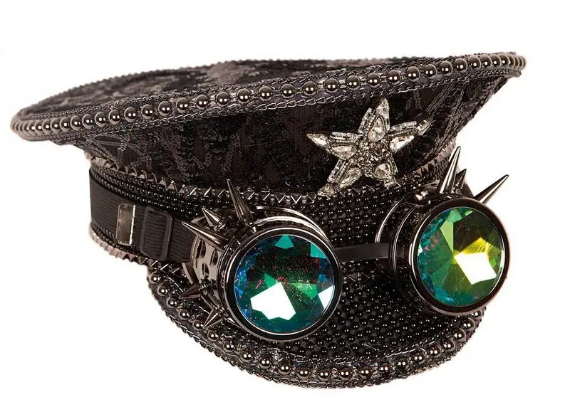 Casquette steampunk noire à lunettes