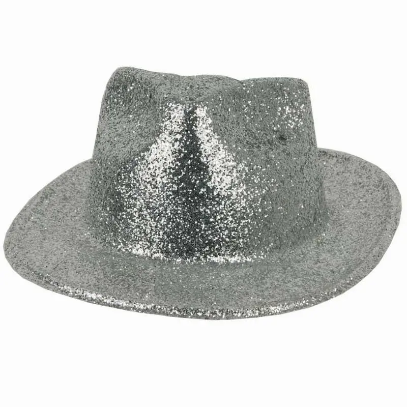 Chapeau à calotte creusée argenté à paillettes