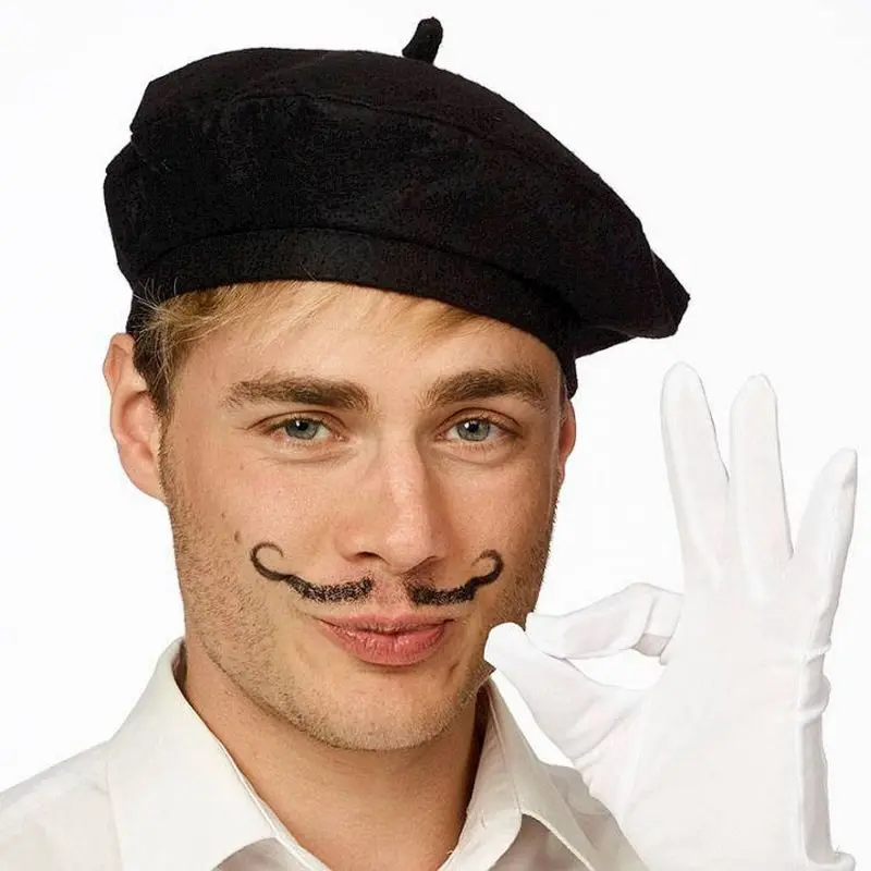 Chapeau béret noir à petite tige