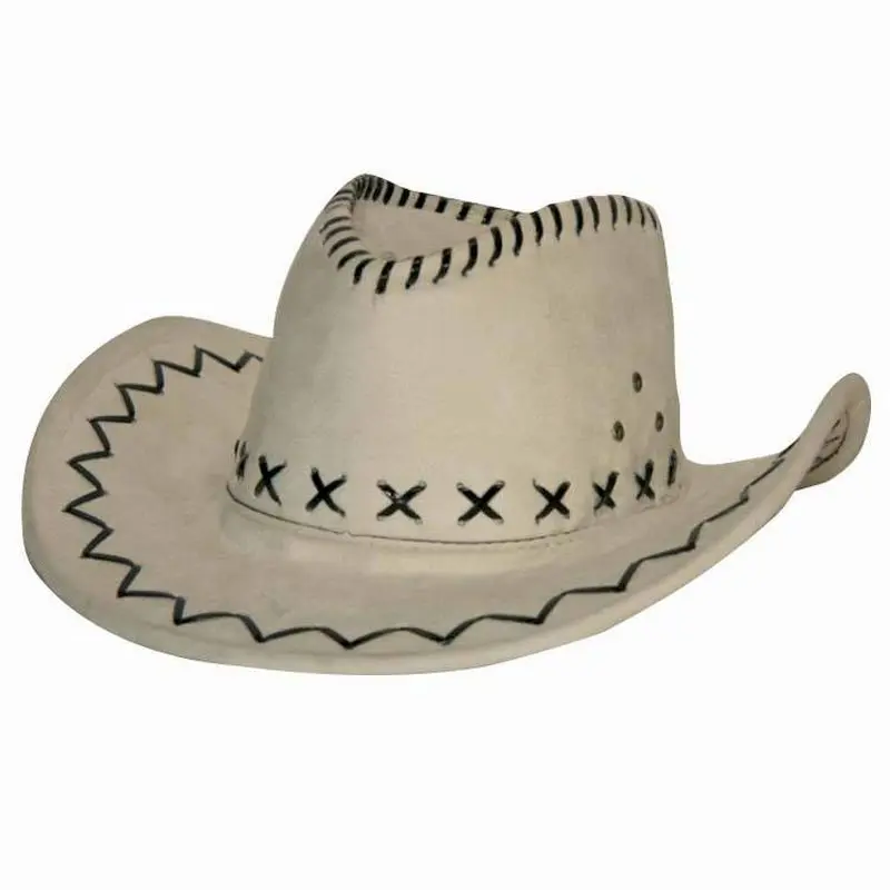 Chapeau de cowboy blanc à laçage noir