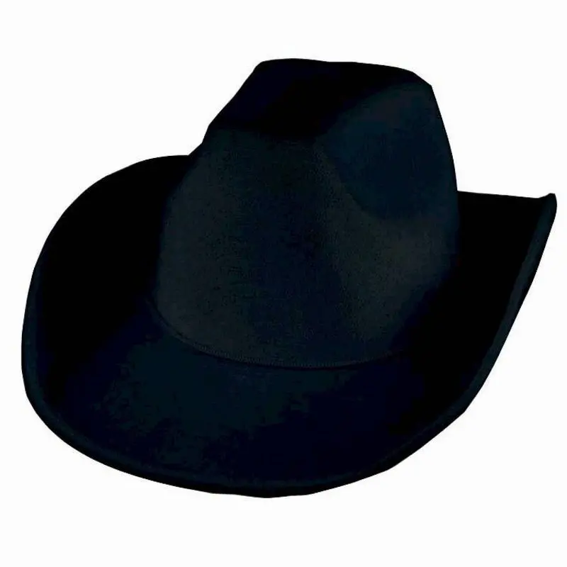 Chapeau de cowboy noir à cordon uni