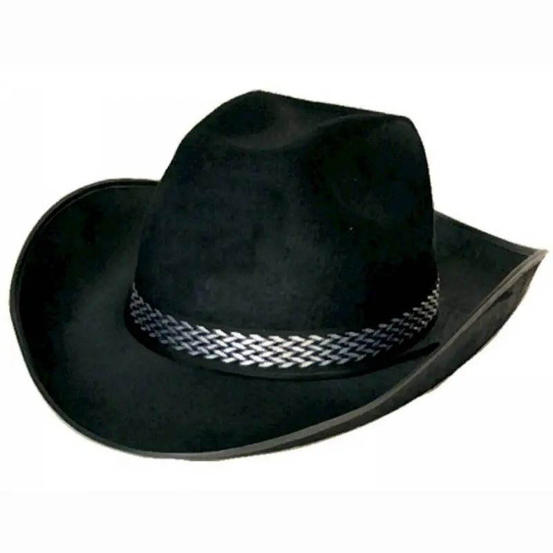 Chapeau de cowboy noir à galon argenté