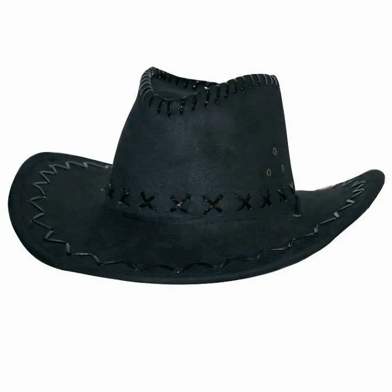 Chapeau de cowboy noir à laçage croisé