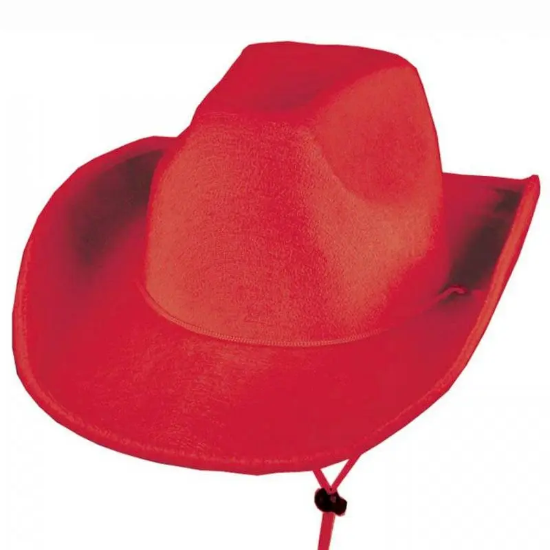 Chapeau de cowboy rouge à cordon uni