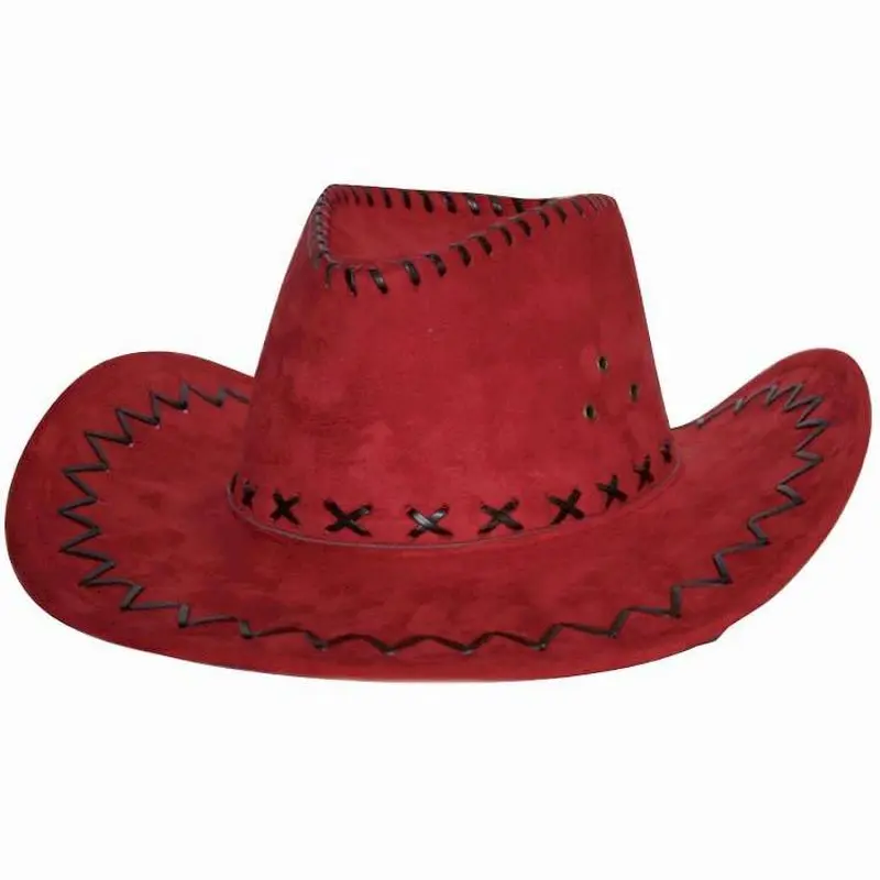 Chapeau de cowboy rouge à laçage noir
