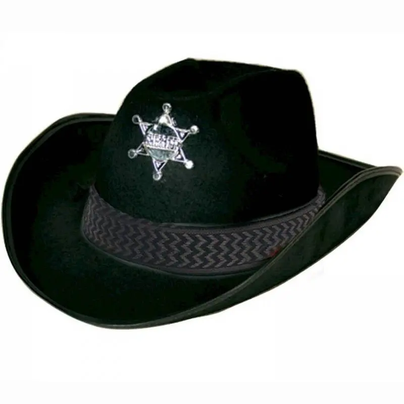 Chapeau de shérif noir à étoile