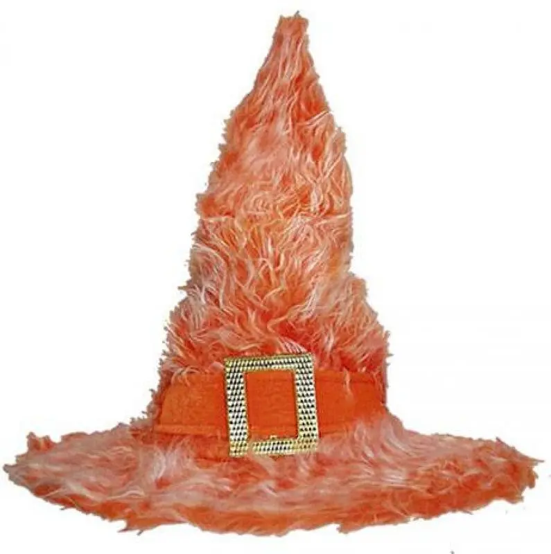 Chapeau de sorcière orange à fibres claires
