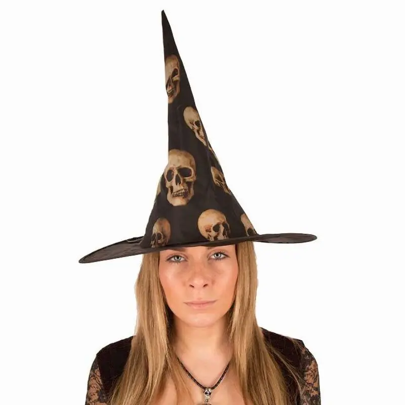 Chapeau de sorcière têtes de mort