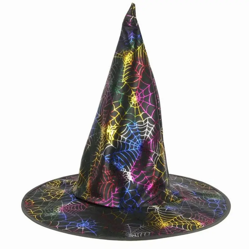 Chapeau de sorcière toiles d'araignée irisées