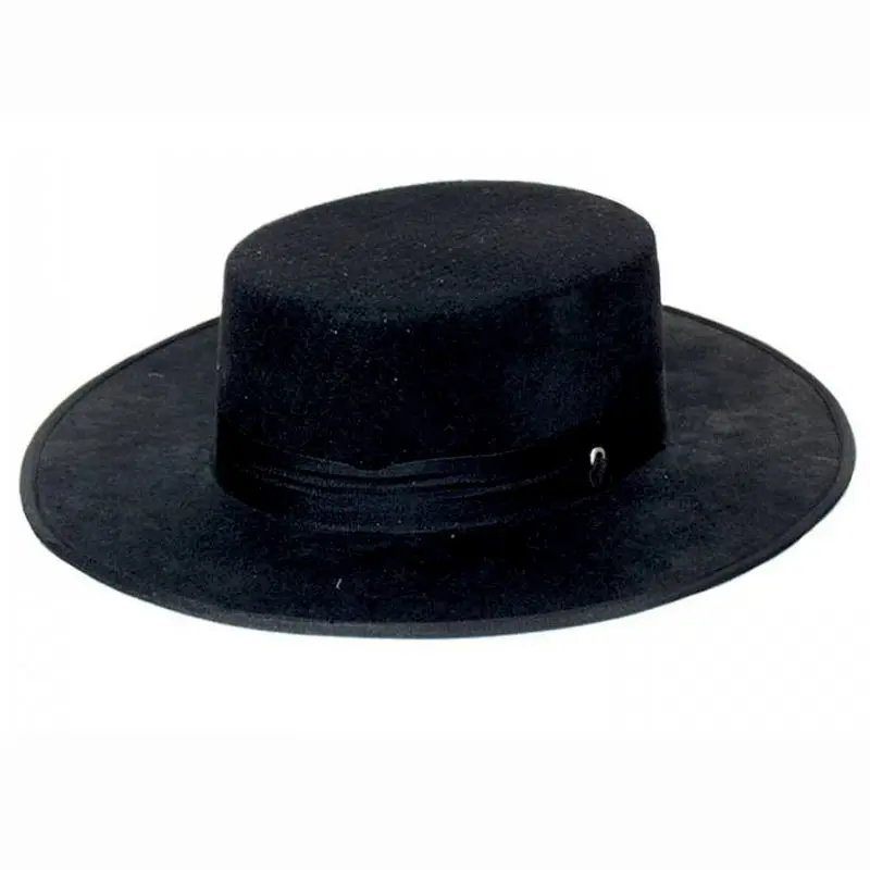Chapeau espagnol noir à calotte plate