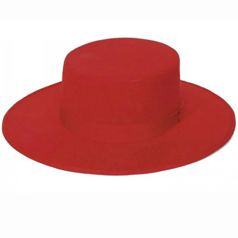 Chapeau espagnol rouge à calotte plate