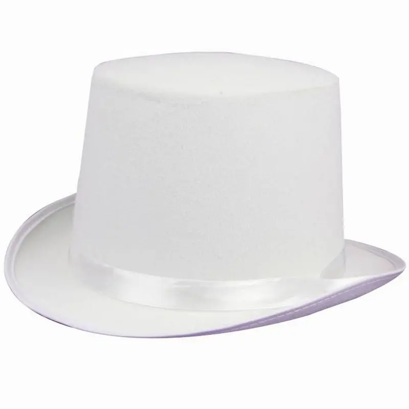 Chapeau haut de forme blanc à ruban uni