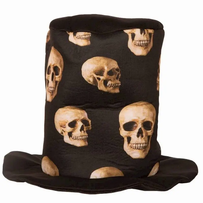 Chapeau haut de forme grandes têtes de mort