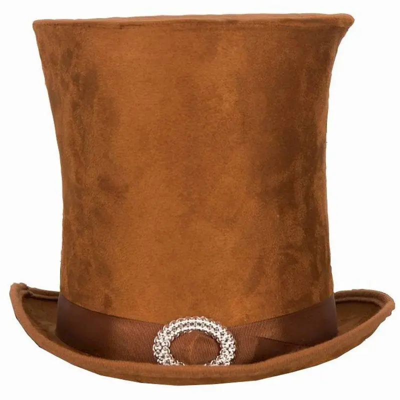 Chapeau haut de forme marron à boucle