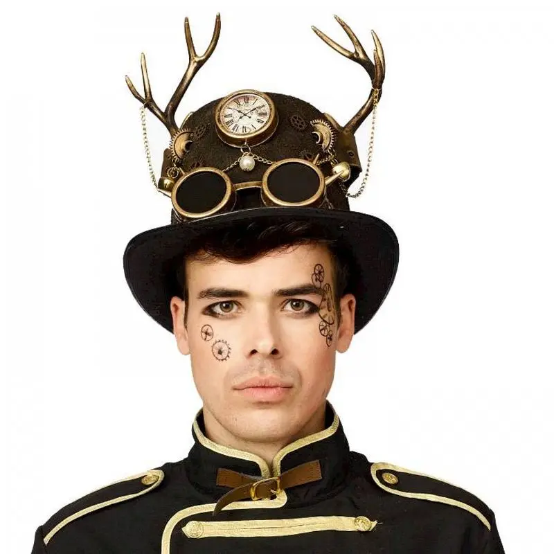 Chapeau haut de forme steampunk à ramure