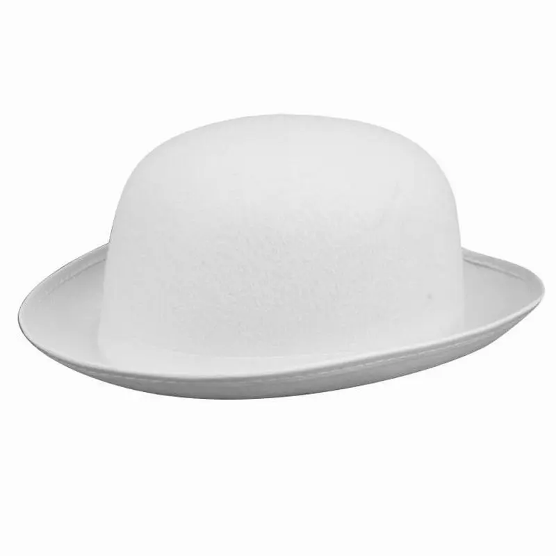 Chapeau melon blanc à bord arrondi