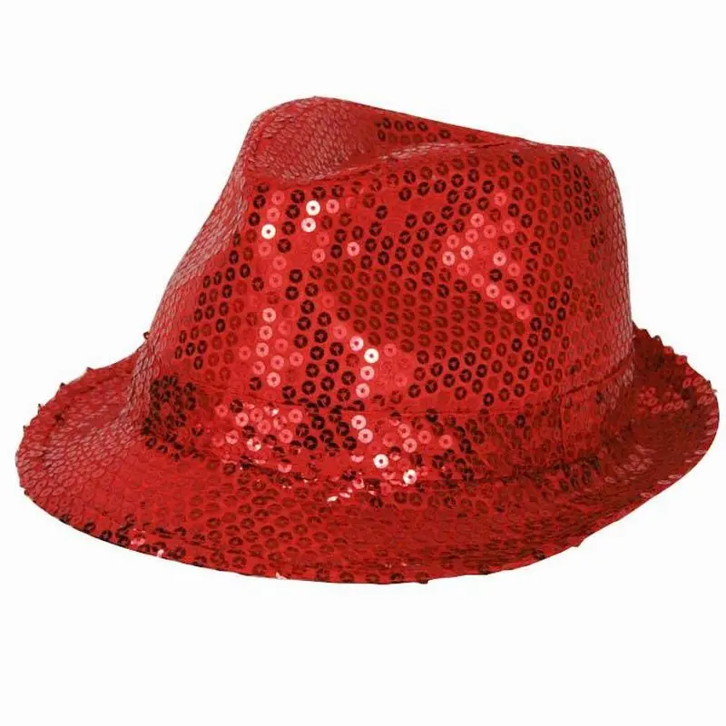 Chapeau trilby à sequins rouge