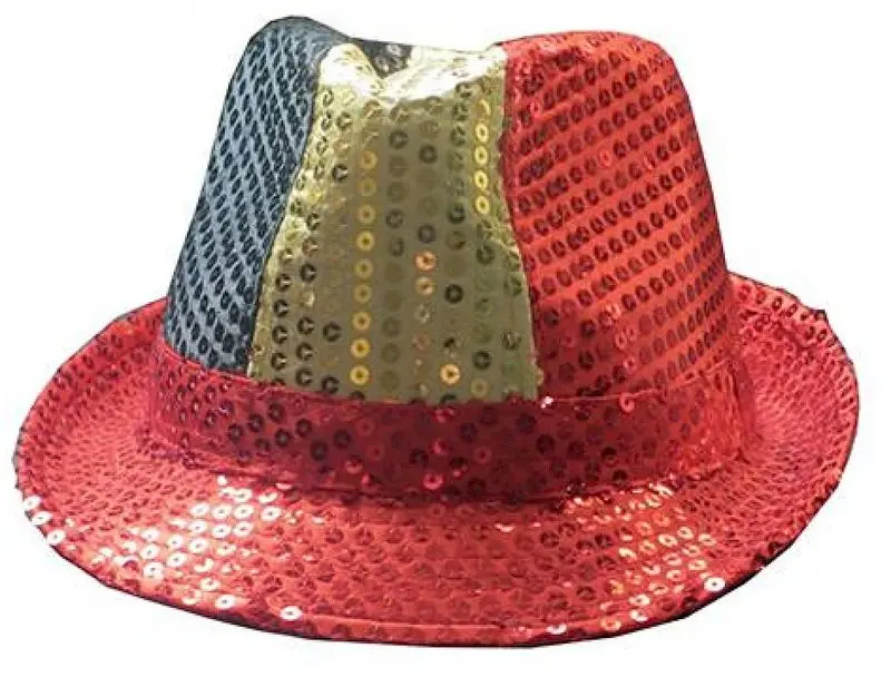 Chapeau trilby à sequins supporter Belgique