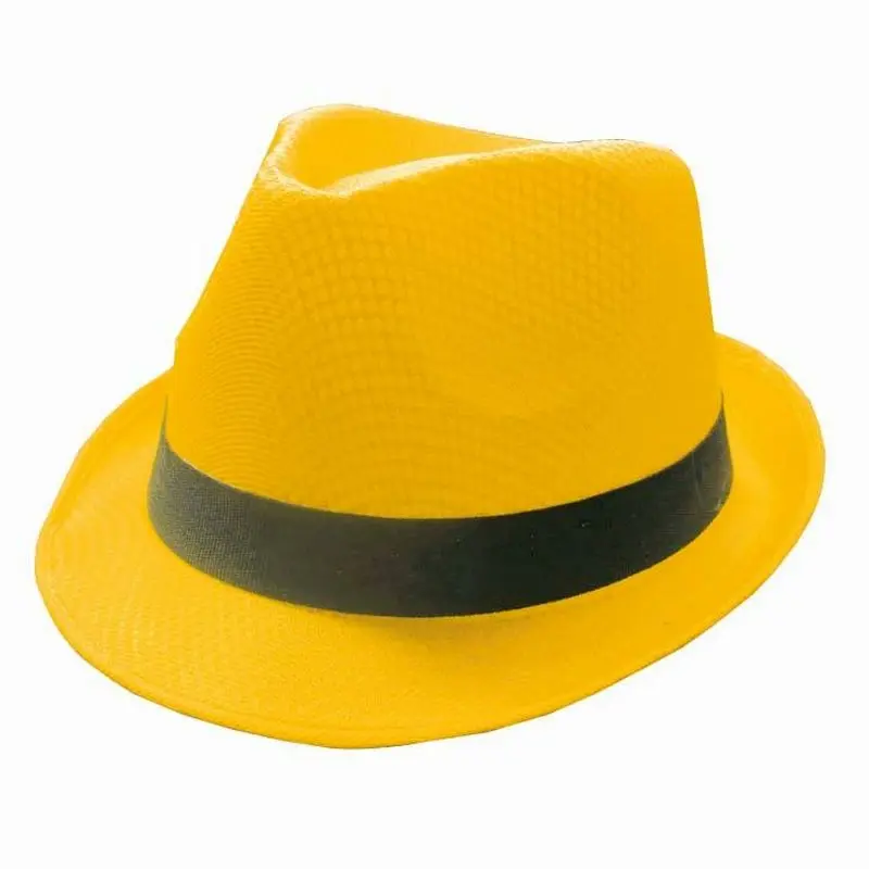 Chapeau trilby jaune à ruban noir