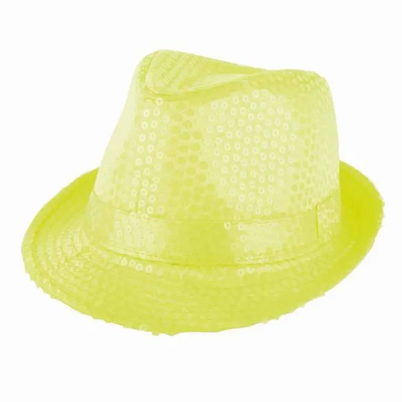 Chapeau trilby jaune à sequins