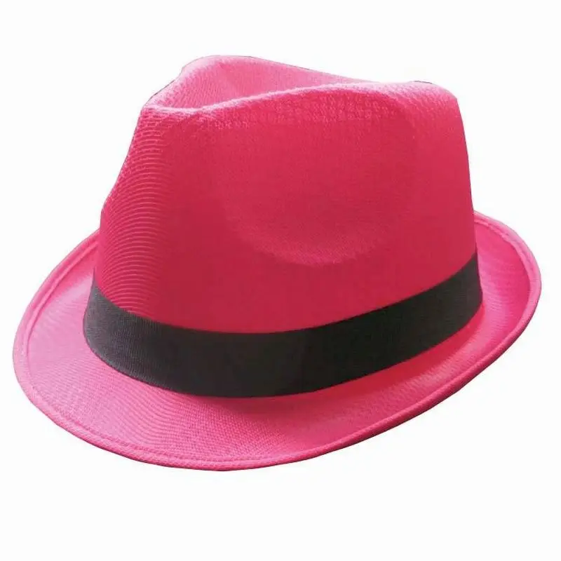 Chapeau trilby rose à ruban noir