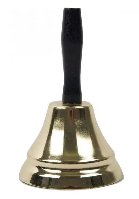 Cloche à main dorée à manche noir