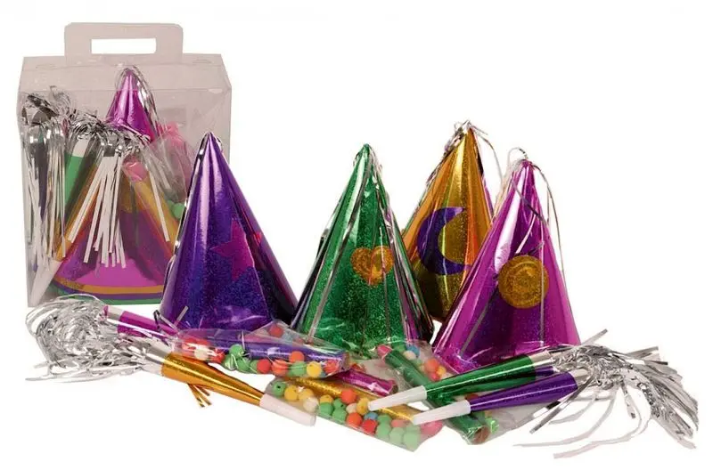 Coffret de cotillons multicolores pour quatre personnes