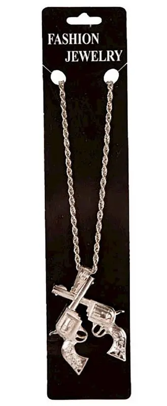Collier à deux revolvers croisés argentés