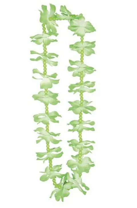 Collier hawaïen à fleurs vertes et rang de perles