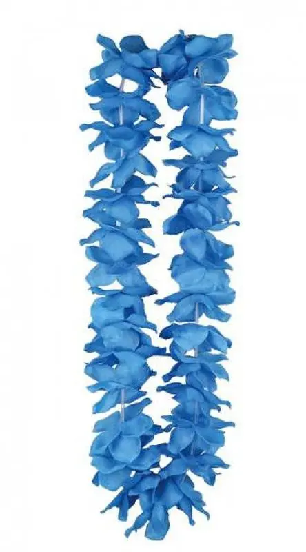 Collier hawaïen de fleurs bleues fluo