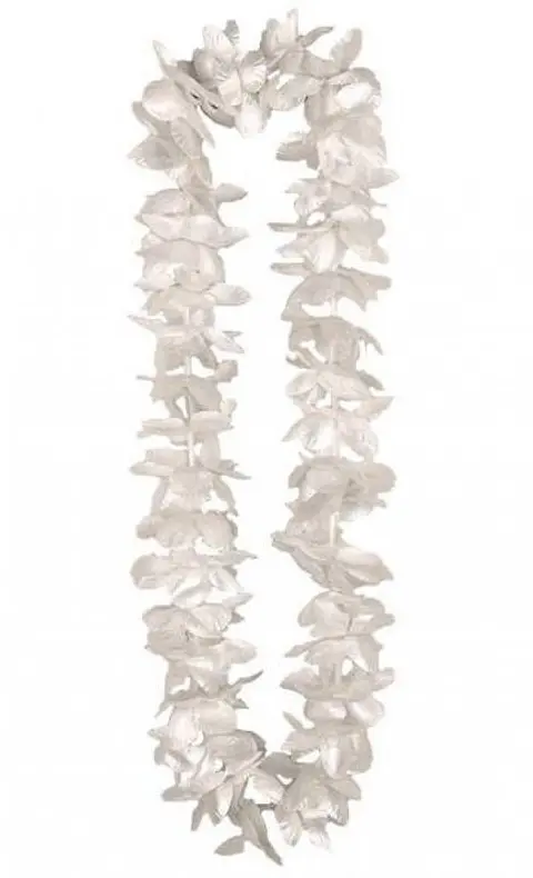 Collier hawaïen de fleurs nacrées argentées