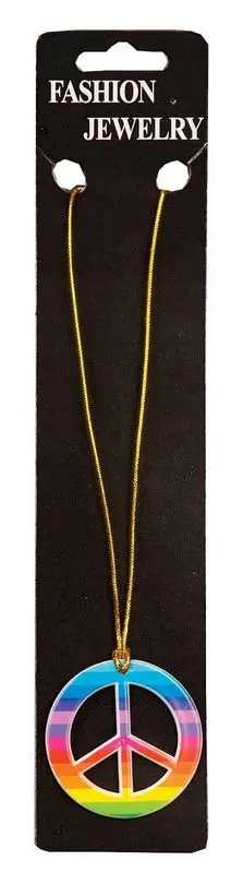 Collier symbole peace arc-en-ciel