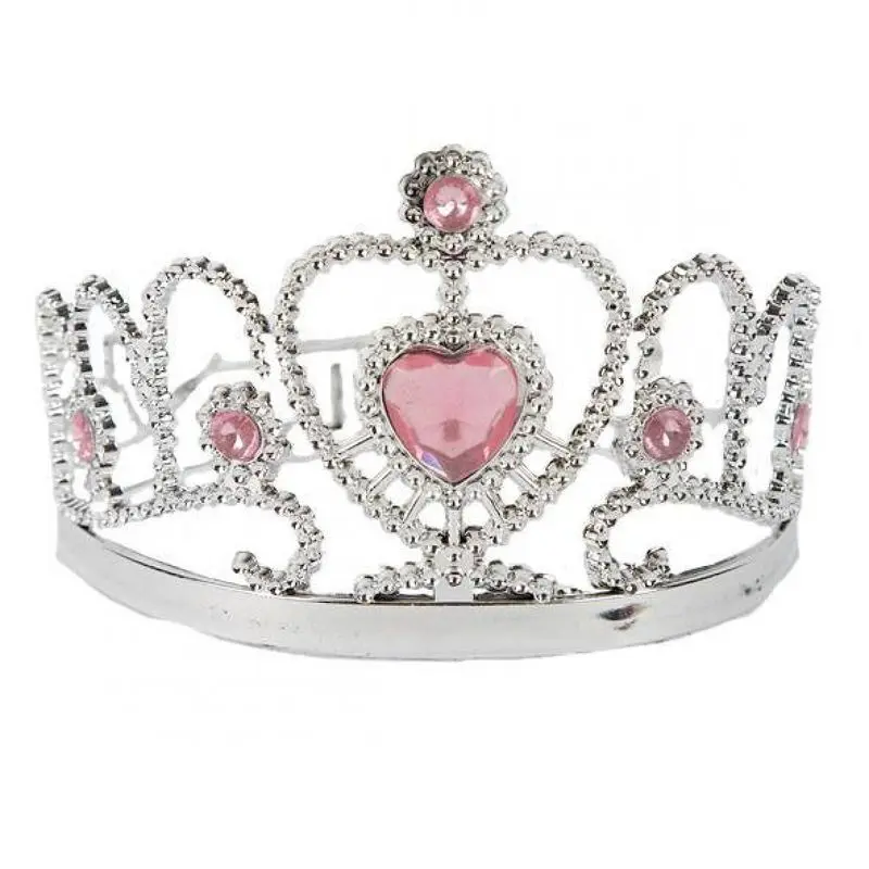 Couronne de reine argentée à cœur rose