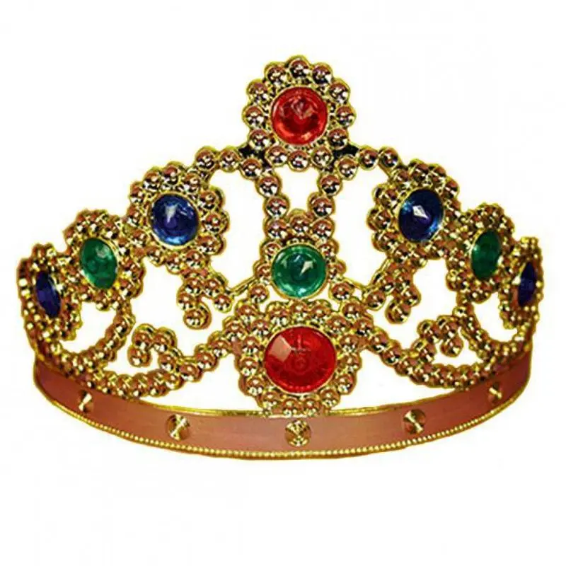 Couronne de reine dorée à pierres multicolores