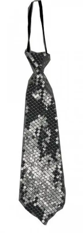 Cravate argentée à sequins