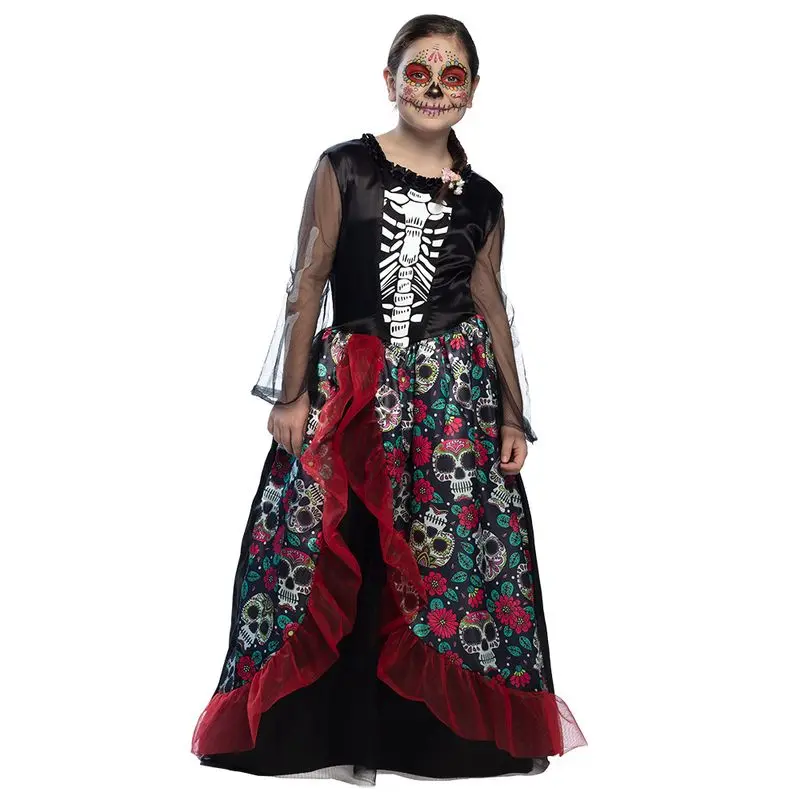 Déguisement Catrina aux volants rouges