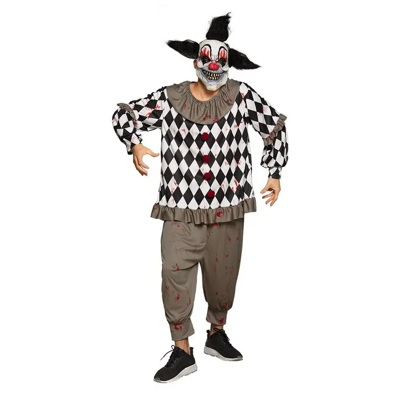 Déguisement clown macabre à losanges