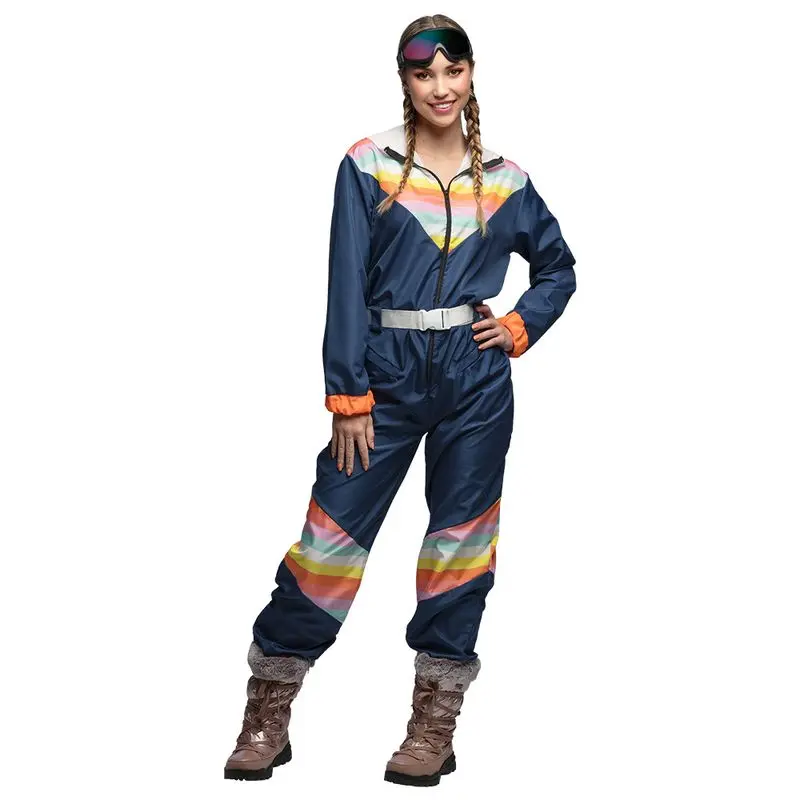 Déguisement combinaison de ski bleu marine femme