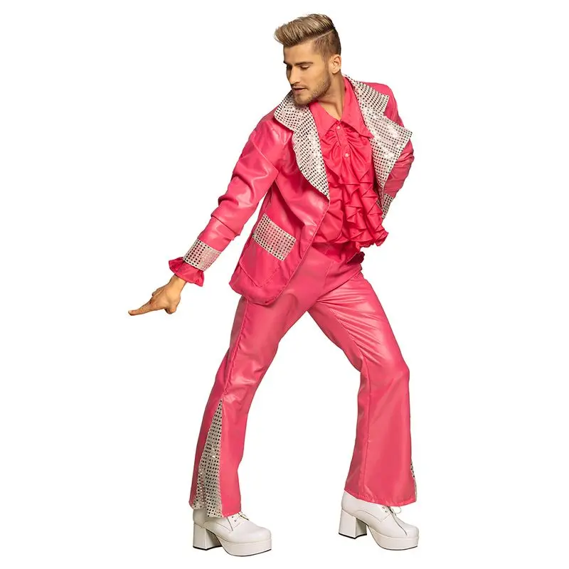 Déguisement dandy disco rose à paillettes